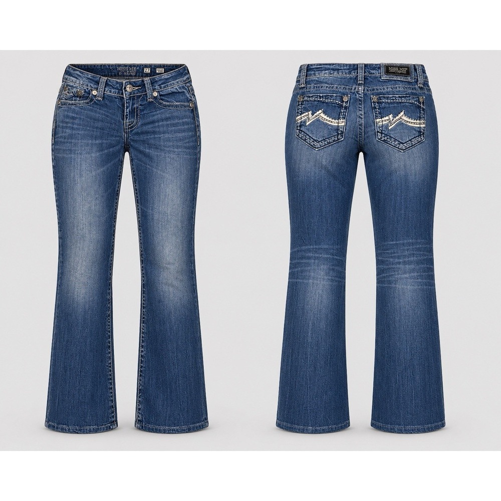 Miss Me  Boot jD1038B  jeans womens 27  embellished tHICK sTITCH  wHISKERING